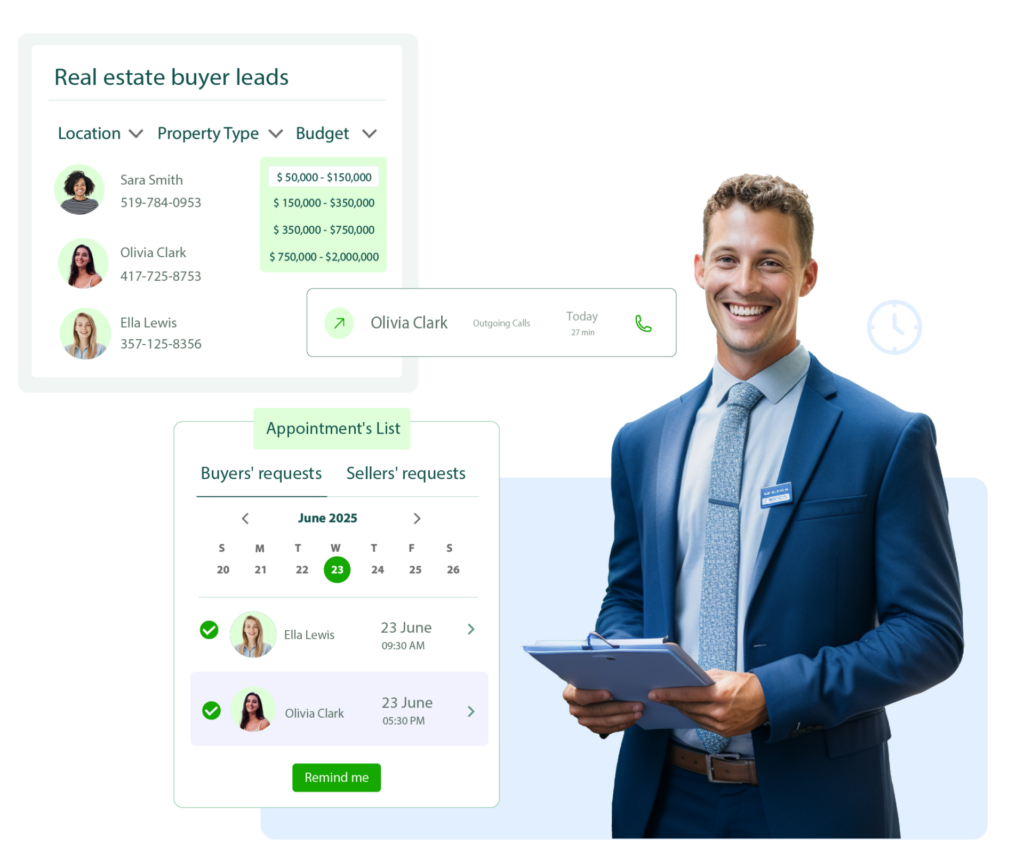 Manage buyers, sellers, listings, and appointments with ease.